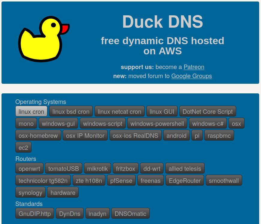 Duck DNS runs on basically every operating system