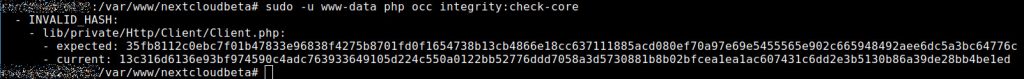 Integrity check fails