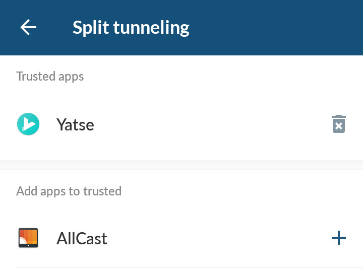 Configure exceptions with split tunneling