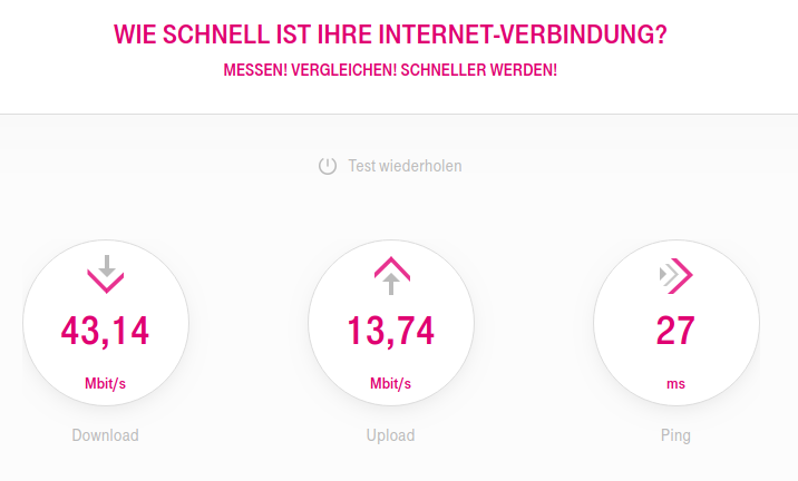 Speed test T-Online no VPN