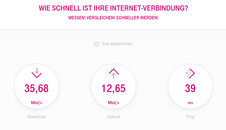 Speedtest T-Online with OpenVPN