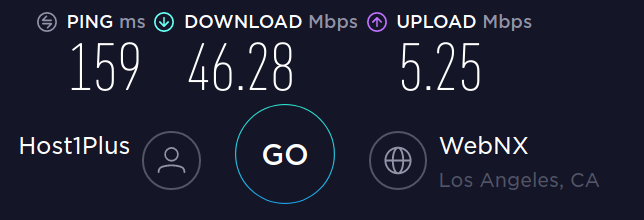 Speedtest WireGuard / NordLynx to LA