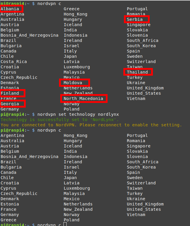 A few less locations currently at NordLynx / WireGuard