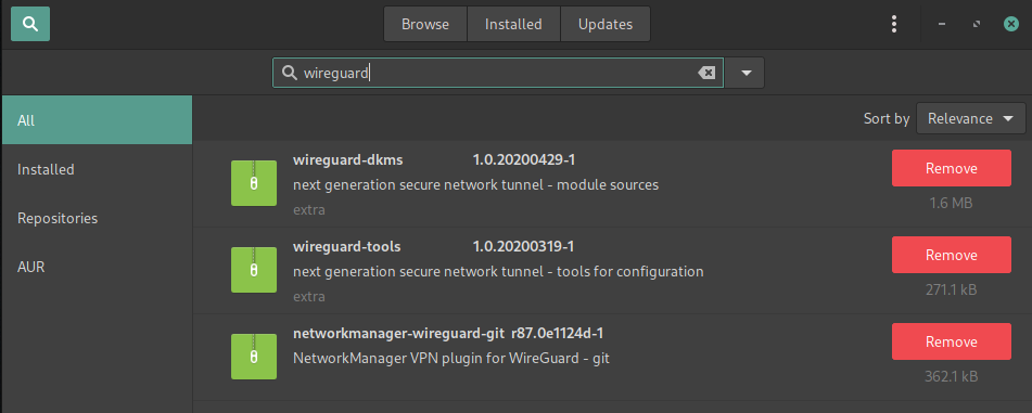 WireGuard VPN plugin for Network Manager in AUR