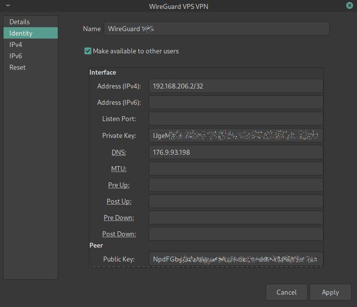 WireGuard settings