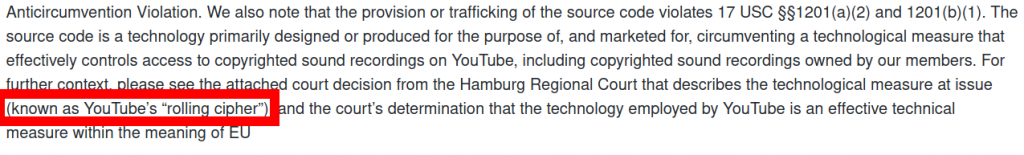 youtube-dl can bypass the rolling cipher of YouTube
