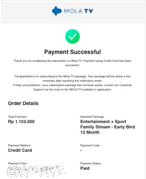 Payment was successful