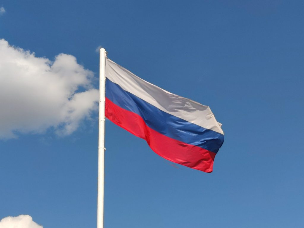 The flag of Russia.