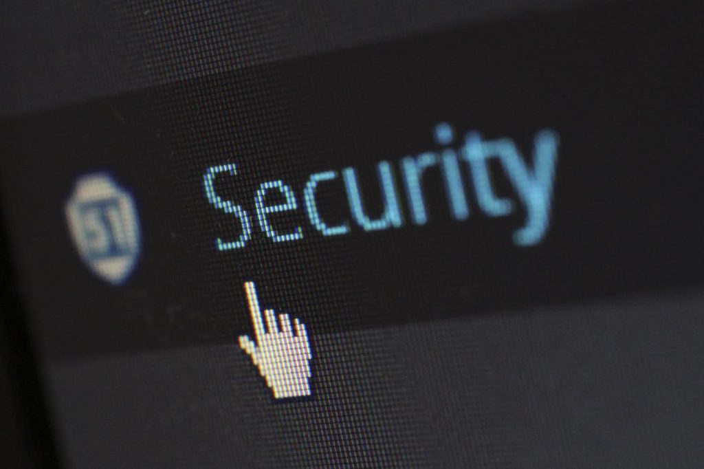 Cursor hovering over security notification.