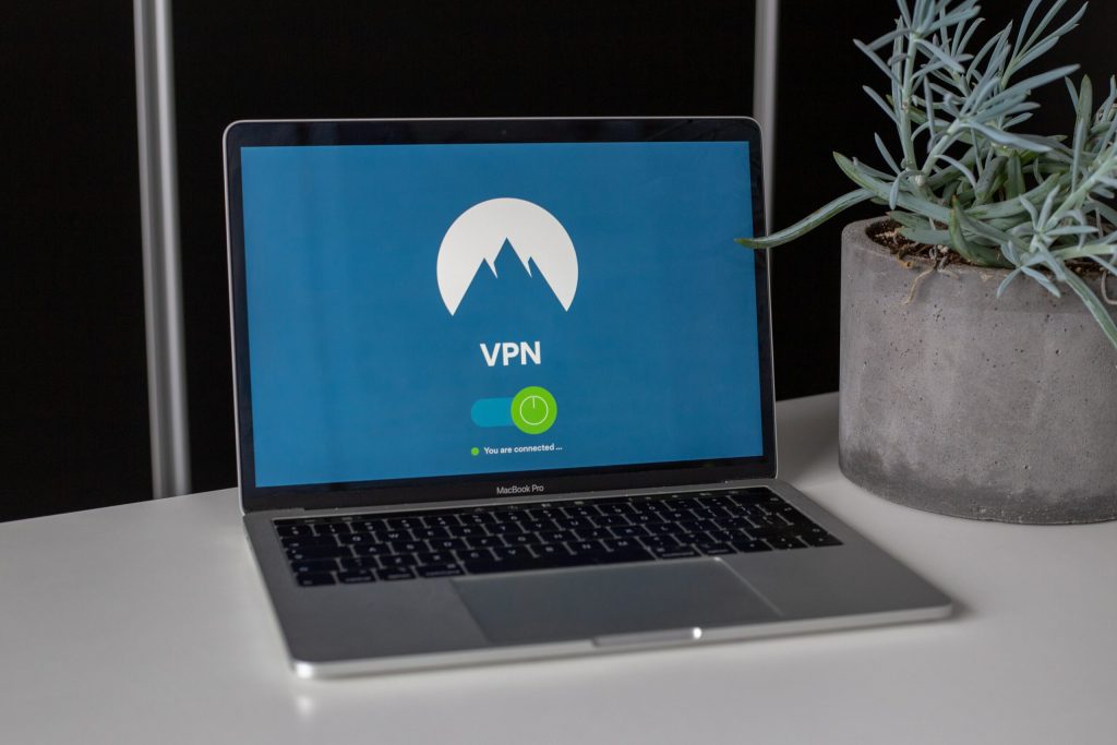A laptop protected by NordVPN in Ukraine.
